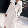 Б/Б Эксклюзивное белое пальто-1288 из шерсти альпаки