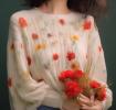 MIU MIU Білий светр із квітковим принтом-219