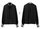 MIU MIU Чорна ошатна шовкова блуза MIU MIU-368 з вишивкою