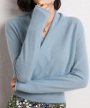 Шикарный кашемировый   свободный свитер Miu Miu-298(2)   с V-образным вырезом