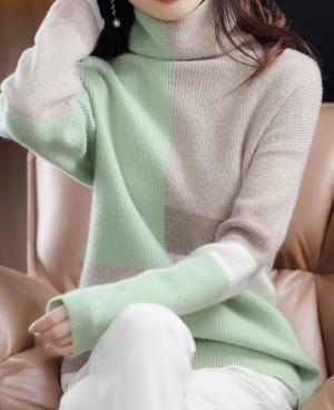 Кашеміровий комбінований светр-238