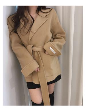 Двостороннє вовняне пальто-399 із кашеміру у стилі Хепберн
