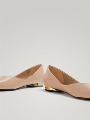 Элегантные кожаные балетки Massimo Dutti-288 с золотым каблучком