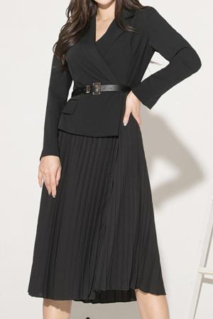Шикарна чорна класична плісирована сукня MIU MIU-398