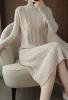 Б/Б В'язана сукня-пуловер-328 із чистої вовни з високим коміром